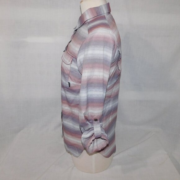 Columbia Pilsner Peak Ombre Stripe Long Sleeve Women S Shirt UPF 50 button front - Picture 9 of 13